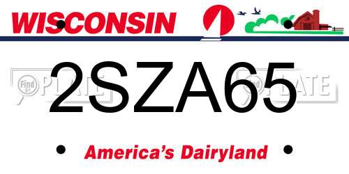 2SZA65 Wisconsin License Plate