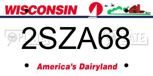 2SZA68 Wisconsin License Plate