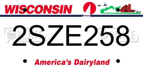 2SZE258 Wisconsin License Plate