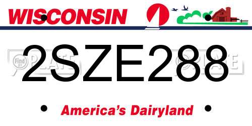 2SZE288 Wisconsin License Plate