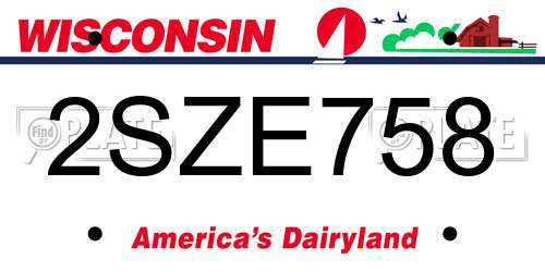 2SZE758 Wisconsin License Plate