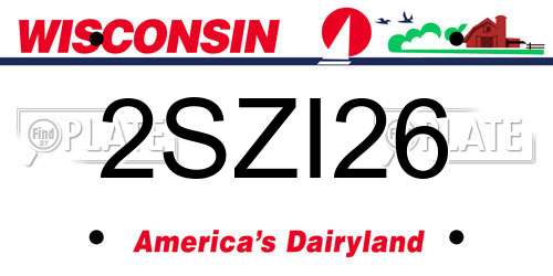 2SZI26 Wisconsin License Plate