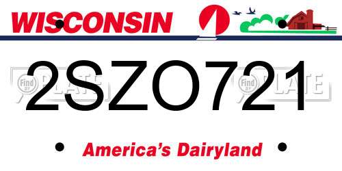 2SZO721 Wisconsin License Plate