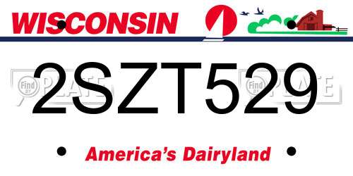 2SZT529 Wisconsin License Plate