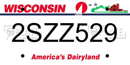 2SZZ529 Wisconsin License Plate