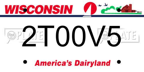 2T00V5 Wisconsin License Plate