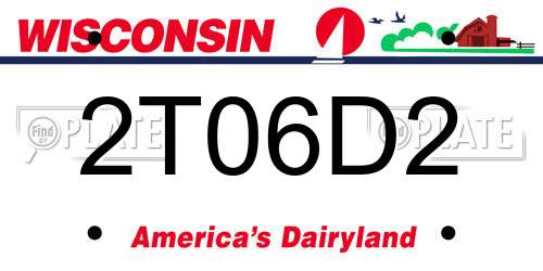2T06D2 Wisconsin License Plate
