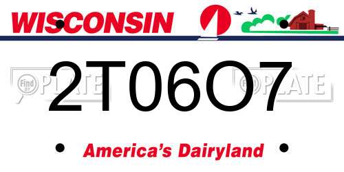 2T06O7 Wisconsin License Plate