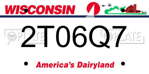 2T06Q7 Wisconsin License Plate
