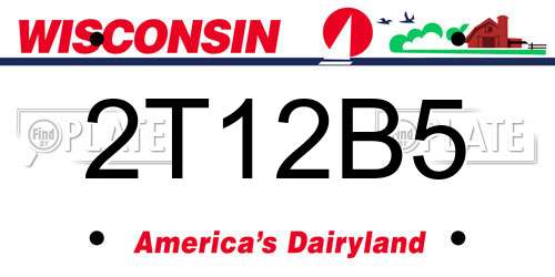 2T12B5 Wisconsin License Plate
