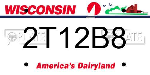 2T12B8 Wisconsin License Plate