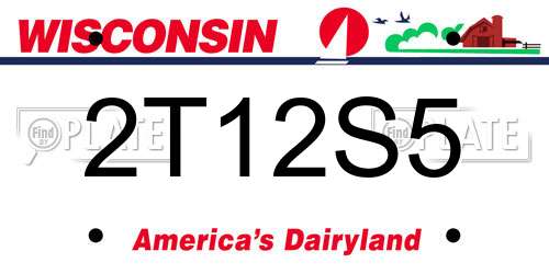 2T12S5 Wisconsin License Plate