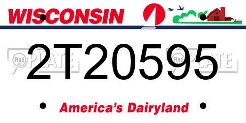 2T20595 Wisconsin License Plate