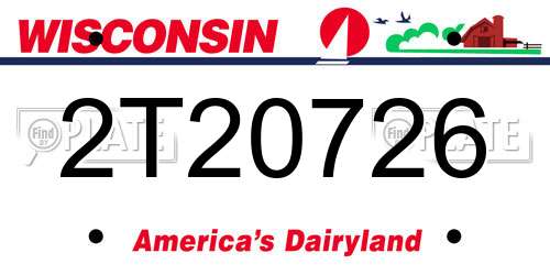 2T20726 Wisconsin License Plate