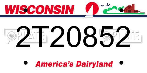 2T20852 Wisconsin License Plate