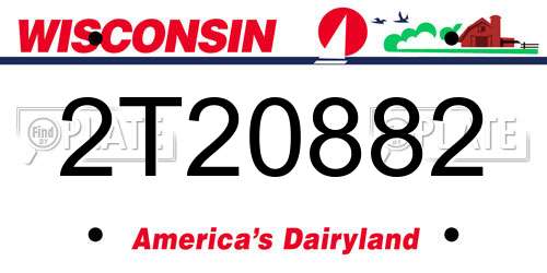 2T20882 Wisconsin License Plate