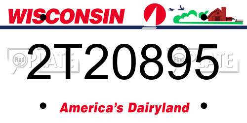 2T20895 Wisconsin License Plate