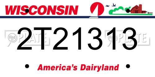2T21313 Wisconsin License Plate