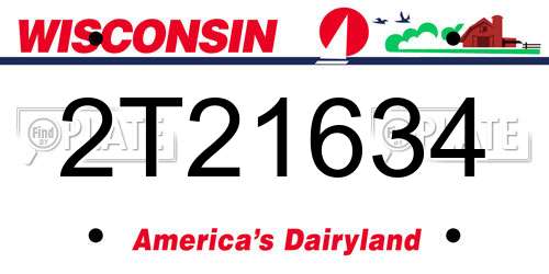 2T21634 Wisconsin License Plate