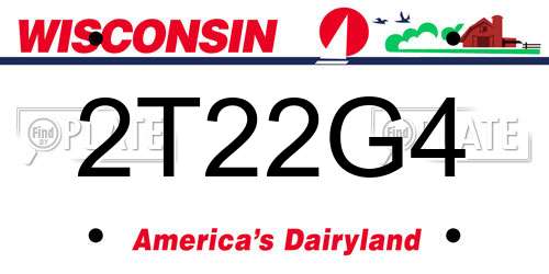 2T22G4 Wisconsin License Plate