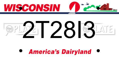 2T28I3 Wisconsin License Plate