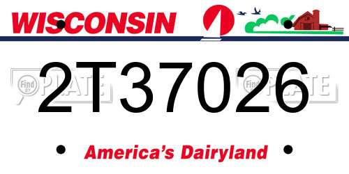 2T37026 Wisconsin License Plate
