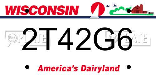 2T42G6 Wisconsin License Plate