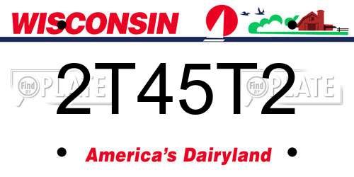 2T45T2 Wisconsin License Plate