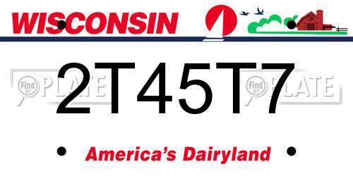 2T45T7 Wisconsin License Plate