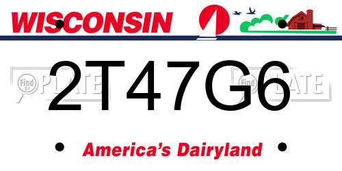 2T47G6 Wisconsin License Plate