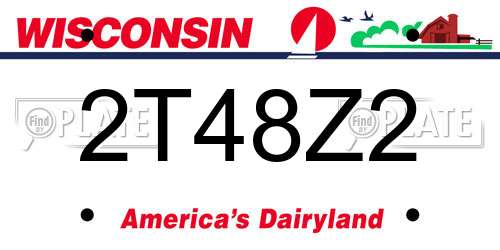 2T48Z2 Wisconsin License Plate