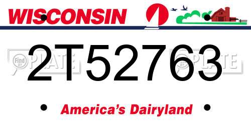 2T52763 Wisconsin License Plate