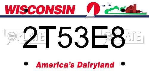 2T53E8 Wisconsin License Plate