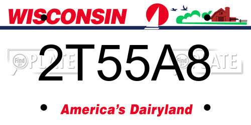 2T55A8 Wisconsin License Plate