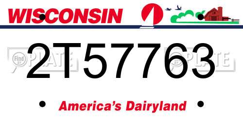 2T57763 Wisconsin License Plate