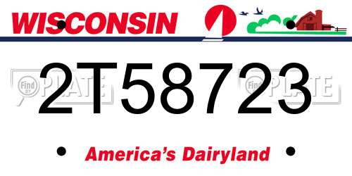 2T58723 Wisconsin License Plate