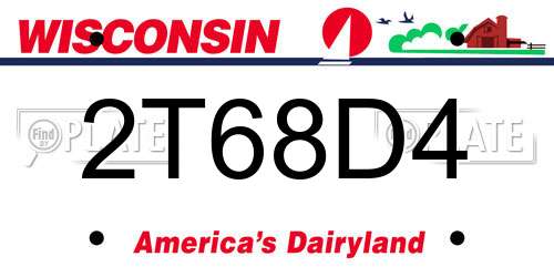 2T68D4 Wisconsin License Plate