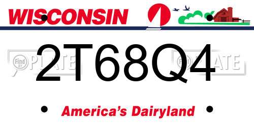 2T68Q4 Wisconsin License Plate