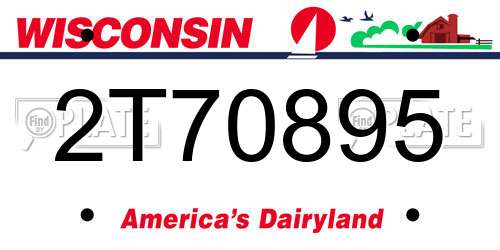 2T70895 Wisconsin License Plate