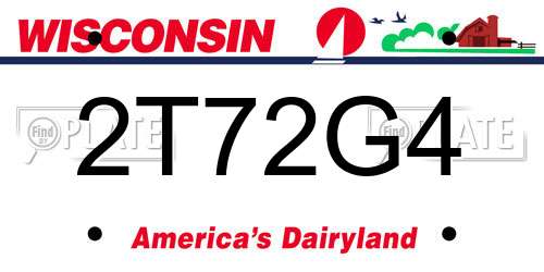 2T72G4 Wisconsin License Plate