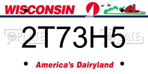 2T73H5 Wisconsin License Plate