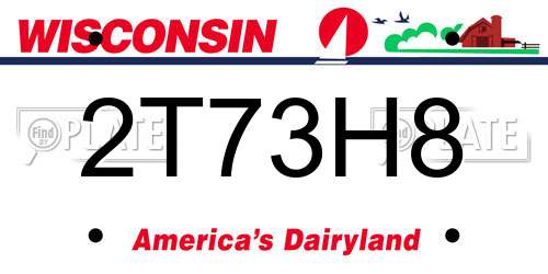 2T73H8 Wisconsin License Plate