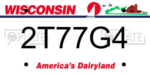 2T77G4 Wisconsin License Plate