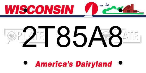 2T85A8 Wisconsin License Plate