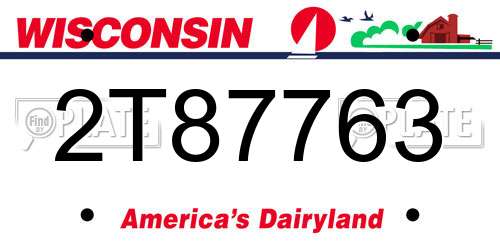 2T87763 Wisconsin License Plate