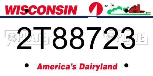 2T88723 Wisconsin License Plate
