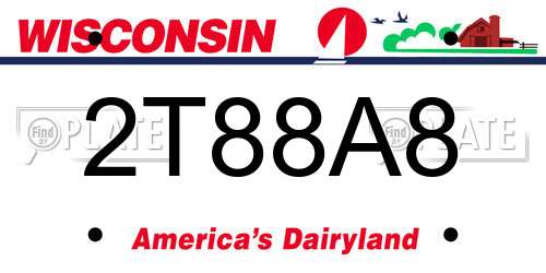 2T88A8 Wisconsin License Plate