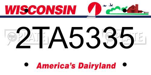 2TA5335 Wisconsin License Plate