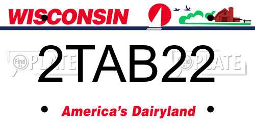 2TAB22 Wisconsin License Plate