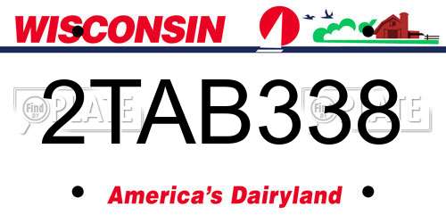 2TAB338 Wisconsin License Plate
